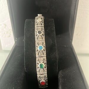 Vintage Marcasite Stones & Multi Color CZ Bracelet